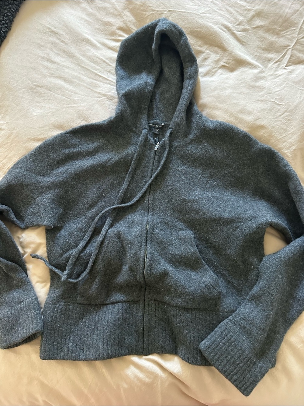 James Perse charcoal gray zip-up hooded sweater